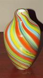 BEAUTIFUL VENETIAN COLORFUL STRIPED AND SWIRLED ART GLASS VASE