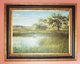 MASSIVE ORIGINAL LANDSCAPE WITH TREE PAINTING