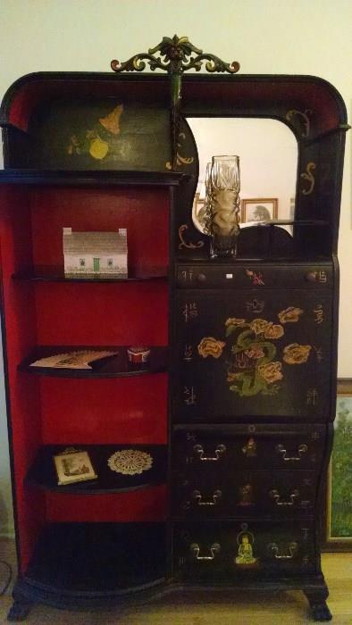 **RARE*** ORIENTAL SECRETARY--HAND PAINTED--OLD and BEAUTIFUL!!
