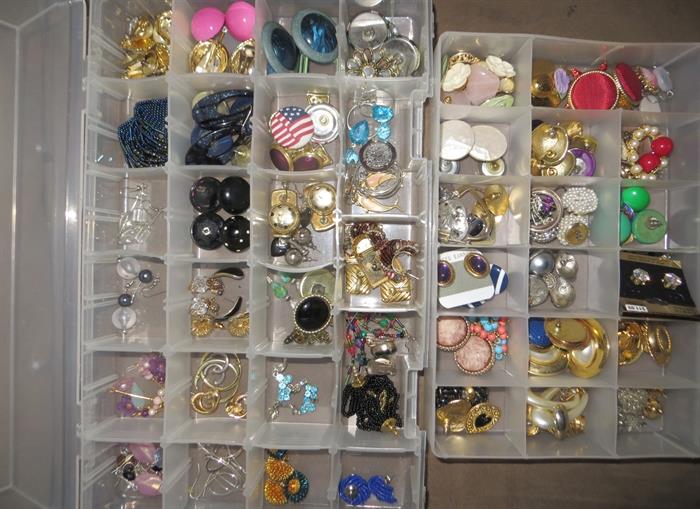 Hundreds of pairs of costume earings. Mostly for pierced ears. A few clip-ons