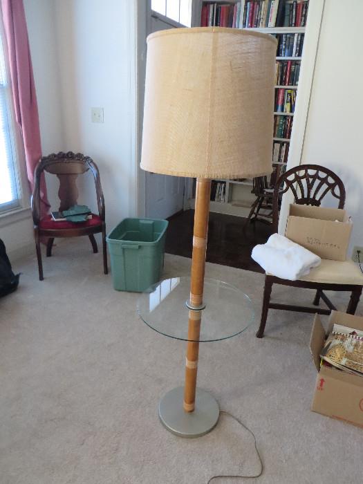 HEAVY BAMBOO AND GLASS LAMP