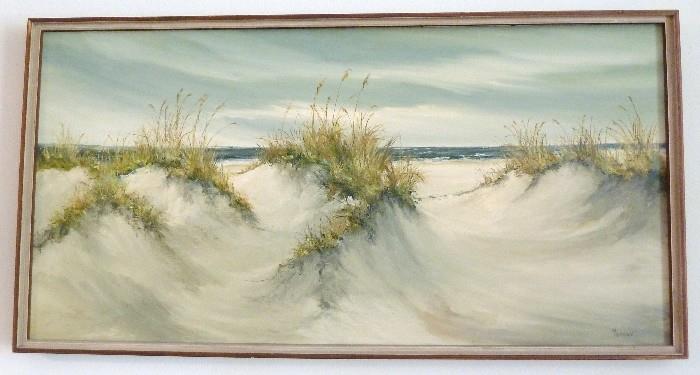 Framed Sea Landscape Oil on Canvas Artist Signed M. Jordon