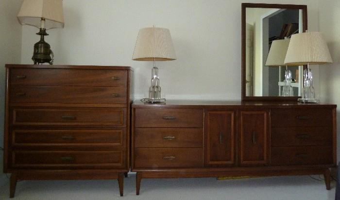 Mid Century Modern Chest of Drawers with Matching Dresser/Credenza