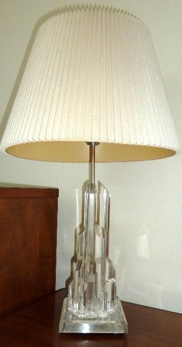 Pair Acrylic Lucite Table Lamps