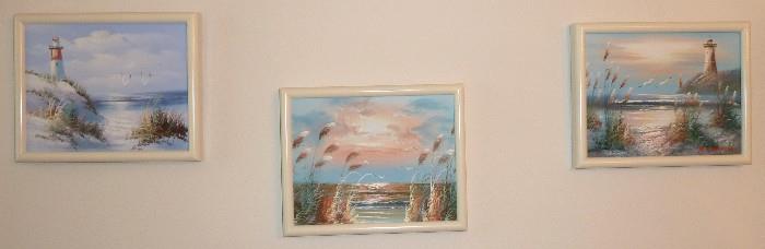 Miniature Seascape Paintings, Artist Signed H. Wabner