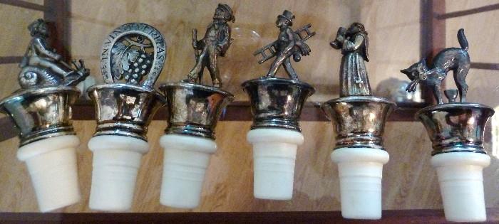 Silver Plate Figural Wine Stopper Pourers