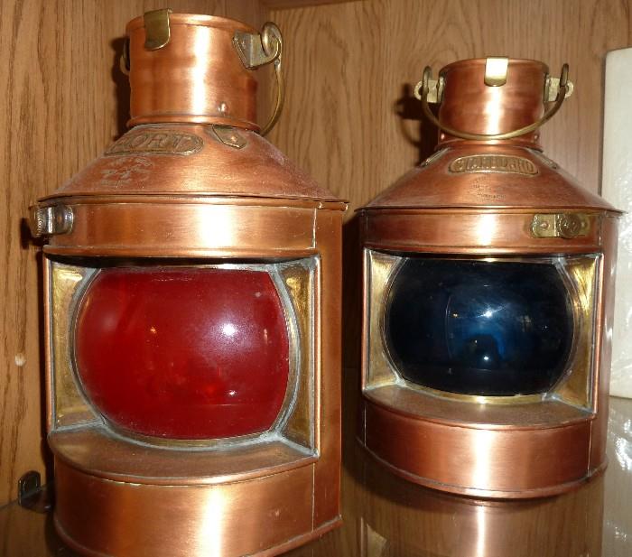 Tung Woo Copper Port Starboard Oil Lamp Lanterns