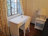 White Wicker Desk/Vanity with Charming Chair, Center drawer accentuates this lovely piece!