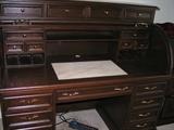 Very Nice Secretary Roll Top Desk With Marble Inlay 