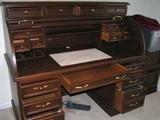 Very Nice Secretary Roll Top Desk With Marble Inlay