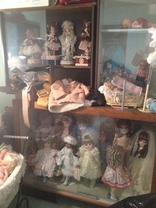 antique, vintage and modern dolls and display cases