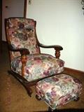 Floral print slide rocker with foot stool