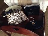 Leopard hand bag and blav
