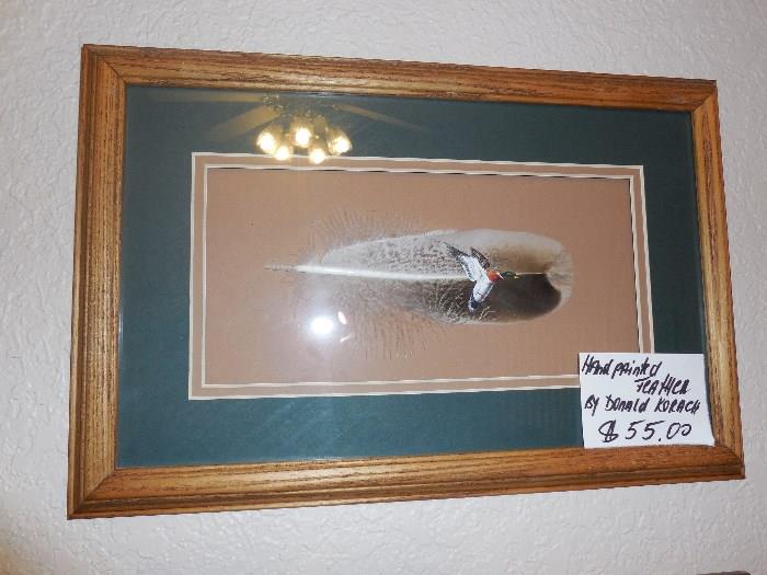 hand painted feather by Donald Korach