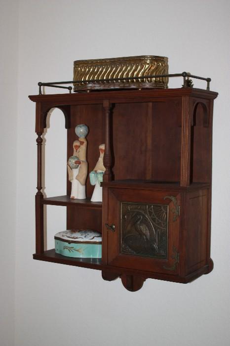 Art Nouveau Shelf with brass Crane plate