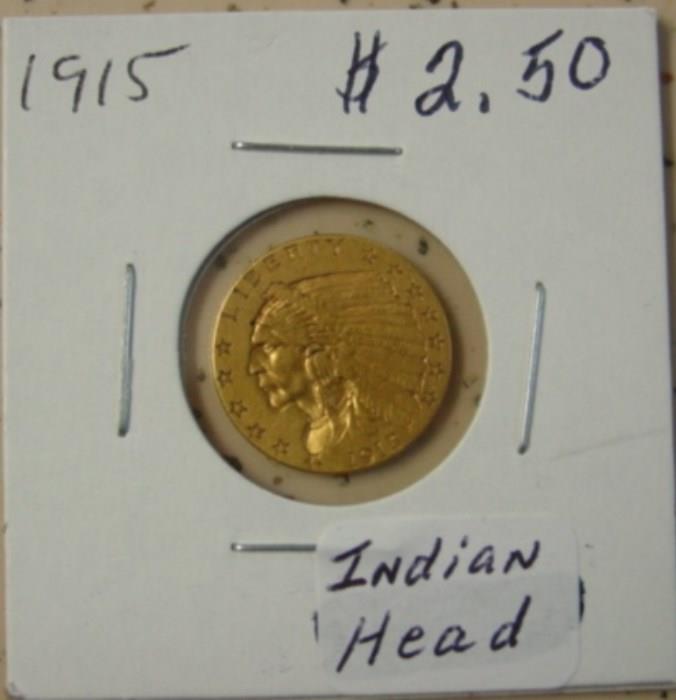 1915 Gold $2.50 Indian Head Coin