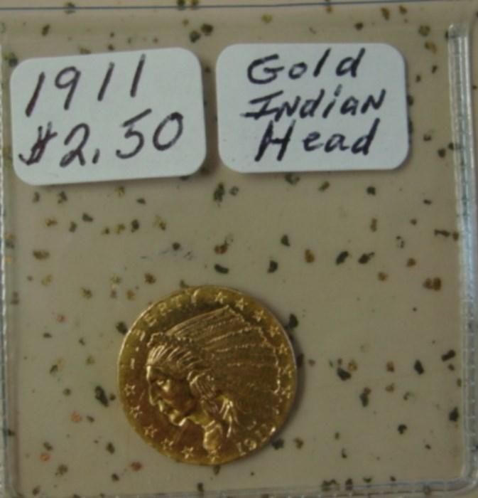 1911 Gold $2.50 Indian Head Coin