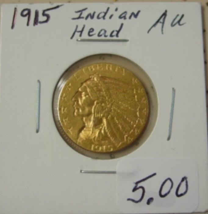 1915 Gold $5.00 Indian Head Coin
