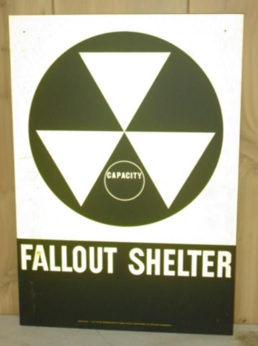 Vintage Metal Fallout Shelter Sign