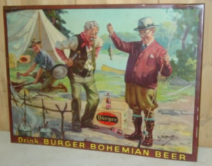 Old Metal Drink Burger Bohemian Beer Sign