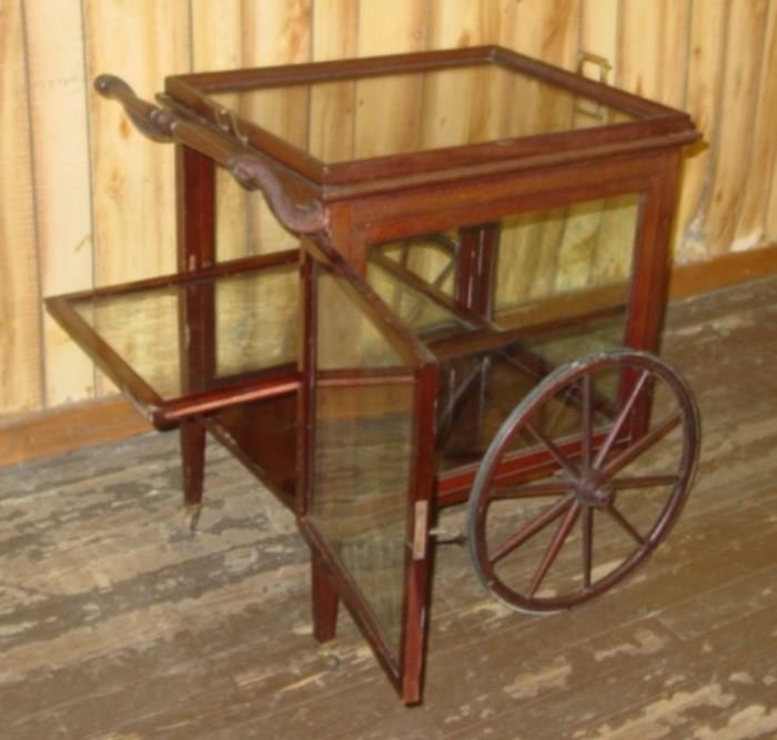 Mahogany & Glass Serving Cart