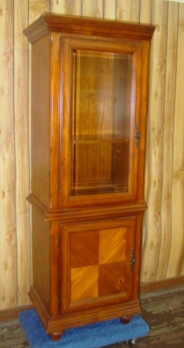 Modern Pine Lighted Curio Cabinet