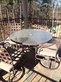 nice table and chairs metal lattice work