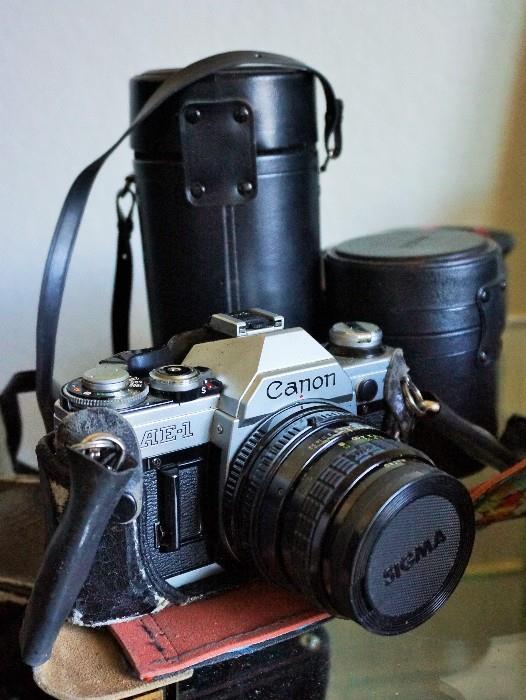 Canon AE-1 camera and lenses