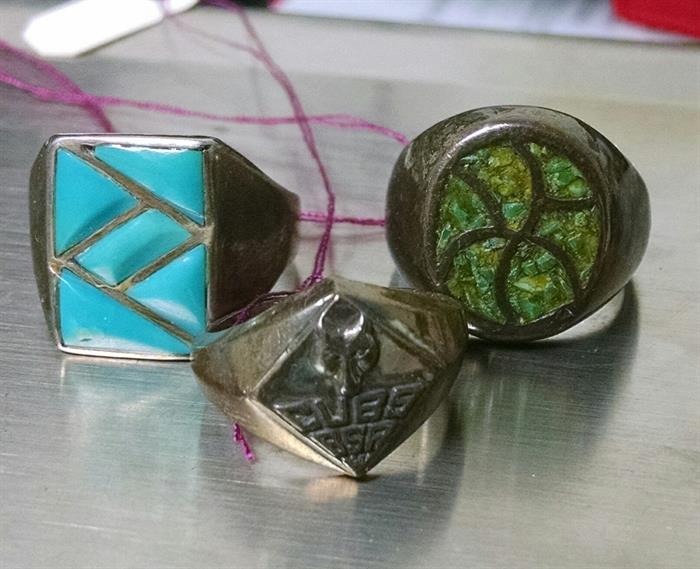 Sterling Cub Scout ring and two other sterling (tested) rings