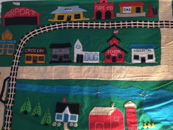 Hand Stitched Town - Complete with Department of Education and School House