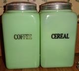 Opalescent Glass, Vaseline Glass, Jadite, Depression Glass, Spice Rack, Canisters, Jadeite