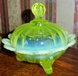 Opalescent Glass, Vaseline Glass, Jadite, Depression Glass, Spice Rack, Canisters, Jadeite, Covered Candy Dish