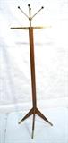 Lot 11:  Gio Ponti Style Italian Coat Rack.  Walnut with Brass Top.  Brass capped Angular legs.: Dimensions:  H: 73 inches: W: 24 inches: D: 24 inches --- 