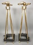 Lot 13:  Pair Tommi Parzinger Style Table Lamps.  Brass and Bronze Tone Metal.  Heavy Construction.  : Dimensions:  H: 29.5 inches: W: 8 inches --- 