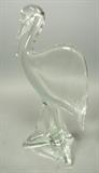 Lot 25:  Large LIZIO ZANETTI Art Glass Bird Sculpture. Clear Murano Glass. Italian. Signed. : Dimensions:  H: 13.5 inches: W: 7.5 inches: D: 4.5 inches --- US Shipping charge: $50