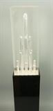 Lot 50:  Tall Black And Clear Acrylic Light Sculpture Lamp.  Heavy Solid Clear acrylic Top.: Dimensions:  H: 30.75 inches: W: 4.75 inches: D: 4.5 inches --- US Shipping charge: $50