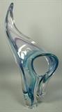 Lot 51:  Large Studio Glass Sculpture.  Engraved Signature.  Multicolor with Blues.  Freeform.: Dimensions:  H: 24.5 inches: W: 12 inches: D: 7 inches --- 