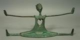 Lot 64:  AGATHA RUIZ Da La Prada para Cha-Cha Bronze Sculpture. Girl with Big Heart. Green patinated finish. Signed.: Dimensions:  H: 5 inches: W: 10.254 inches: D: 2.75 inches --- US Shipping charge: $35