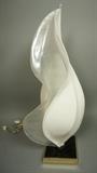 Lot 99:  White ROUGIER Lucite Flame Form Table Lamp. Clear & white acrylic sculptural form on metal base. Marked: Dimensions:  H: 27 inches: W: 10 inches: D: 9 inches --- 