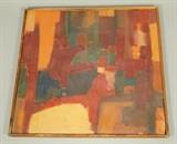 Lot 278:  Stuart Egnal Abstract Oil Painting on Board. Back Marked Stuart M. Egnal Dec 1958: Dimensions:  H: 20 inches: W: 21 inches --- 
