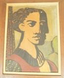 Lot 352:  ALAN WHITE Oil on Board. Modernist Cubist Portrait of Woman. Signed on back stretcher: Dimensions:  Image Size: H: 15.5 inches: W: 11.5 inches --- 