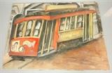 Lot 353:  Oil Painting on Canvas Street Car Trolley. Claus PACK, attribution. : Dimensions:  Image Size: H: 22 inches: W: 30 inches --- 