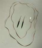 Lot 360:  Sterling Bowed Link Necklace (no clasp). Wood and sterling 4" dangle earrings. : Dimensions:  : L: 60 inches --- US Shipping charge: $9