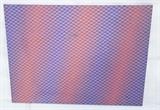 Lot 380:  OP ART Painting on Canvas. YVARAL. Acrylic Painting with taped design. Reds & Purples. "AC-VF". 1966. : Dimensions:  Image Size: H: 32 inches: W: 45 inches --- 