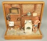 Lot 394:  Michael Garman 3D Sculpture.  Interior Basement Laundry Scene.  144/2500. Electrified. : Dimensions:  H: 20.5 inches: W: 22.5 inches: D: 9.25 inches --- 