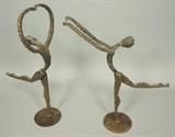 Lot 395:  Pr ARIK Cut & Welded Iron Dancers Sculpture. Signed: Dimensions:  H: 17 inches: W: 7 inches: D: 10 inches --- 