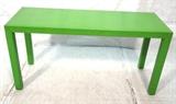 Lot 456:  Lime Green Faux Snakeskin Parsons Hall Table. Console Table. : Dimensions:  H: 27 inches: W: 54 inches: D: 20 inches --- 