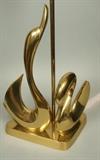 Lot 461:  Vintage Modern Brass Swan Table Lamp. : Dimensions:  H: 32 inches: W: 12.25 inches: D: 7 inches --- 
