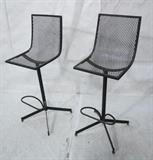 Lot 519:  Pr Black Iron Mesh Bar Stools. TONY PAUL style. Foot rest: Dimensions:  H: 41 inches: W: 15.5 inches --- 