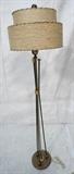 Lot 538:  Modern Black & Brass Floor Lamp. Large American vintage lamp with period double vellum shade: Dimensions:  H: 59 inches --- 